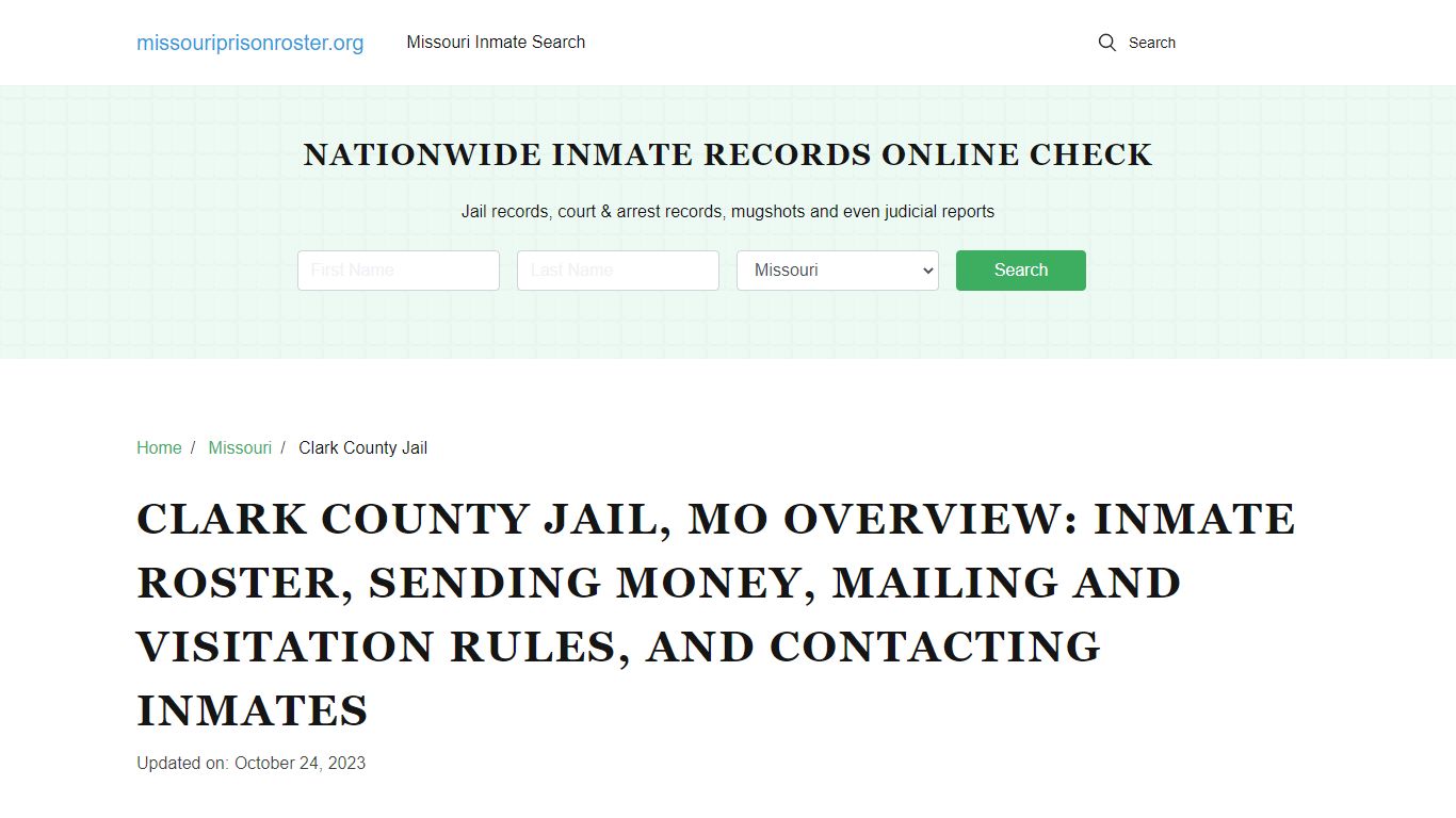 Clark County Jail, MO: Offender Lookip, Visitations, Contact Info