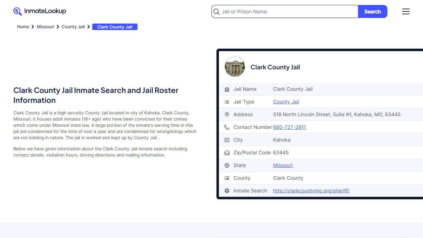 Clark County Jail (MO) Inmate Search Missouri - Inmate Lookup